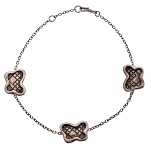 Bottega Veneta Intrecciato Engraved Butterfly Charm Sterling Silver Bracelet S