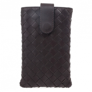 Pre Owned Bottega Veneta Brown Leather Intrecciato iPhone 4 Cover