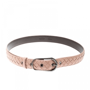 Bottega Veneta Peach Intrecciato Leather Belt 90CM