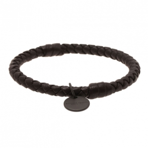 Pre Owned Bottega Veneta Intrecciato Nappa Brown Bracelet S