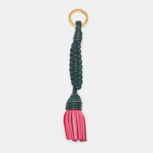 Bottega Veneta Green/Pink Intrecciato Leather Key Chain
