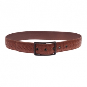 Pre Owned Bottega Veneta Brown Intrecciato Leather Belt 90CM