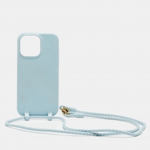 Pre Owned Bottega Veneta Light Blue Leather iPhone 14 Pro Max Andiamo Strap Case
