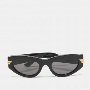 Pre Owned Bottega Veneta Black BV1189S Oval Sunglasses