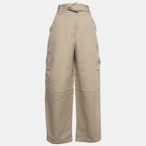 Bottega Veneta Beige Cotton Wide Leg Cargo Pants M
