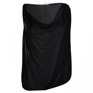 Bottega Veneta Black Cotton Draped Sleeveless Top M