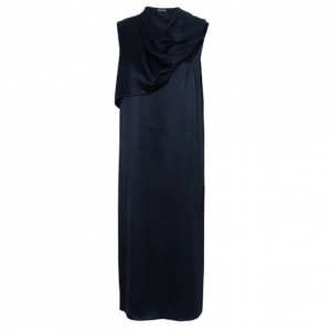 Bottega Veneta Black Draped Neck Detail Maxi Dress M
