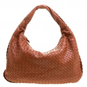 Pre Owned Bottega Veneta Copper Intrecciato Leather Small Hobo