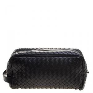 Pre Owned Bottega Veneta Black Intrecciato Leather Cosmetic Case