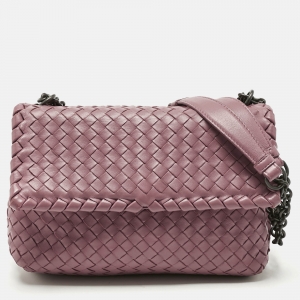 Bottega Veneta Pink Intrecciato Leather Small Olimpia Shoulder Bag