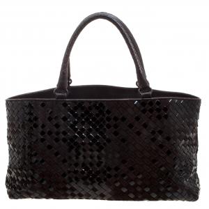 Pre Owned Bottega Veneta Dark Brown Intrecciato Leather Tote