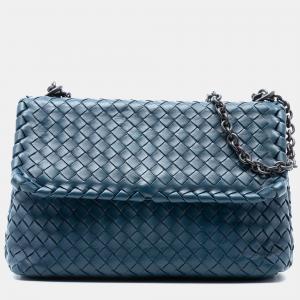 مملوكة مسبقًا Bottega Veneta Blue Small Nappa Intrecciato Olimpia Shoulder Bag