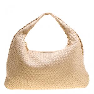 Pre Owned Bottega Veneta Beige Intrecciato Leather Hobo