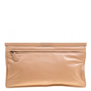 Pre Owned Bottega Veneta Peach Glossy Leather Setasettanta Clutch