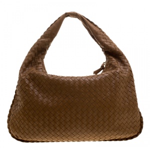 Pre Owned Bottega Veneta Brown Intrecciato Leather Small Hobo