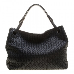 Pre Owned Bottega Veneta Black Intrecciato Leather Tote