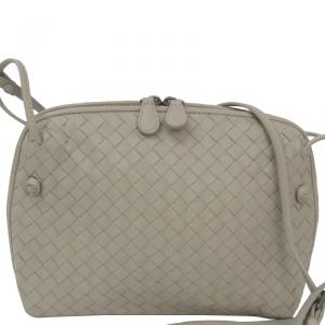 Pre Owned Bottega Veneta Grey Intrecciato Leather Shoulder Bag