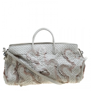 Pre Owned Bottega Veneta White Intrecciato Leather Limited Edition 055/100 Tote