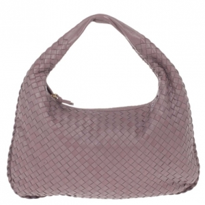 Pre Owned Bottega Veneta Purple Leather Intrecciato Hobo
