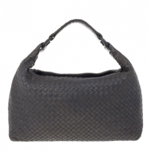 Pre Owned Bottega Veneta Grey Maxi Veneta Intrecciato Hobo
