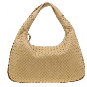 Pre Owned Bottega Veneta Beige Intrecciato Nappa Hobo