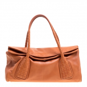 Pre Owned Bottega Veneta Copper Leather Satchel