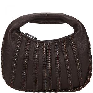Pre Owned Bottega Veneta Dark Brown Leather Dune Mini Veneta Hobo