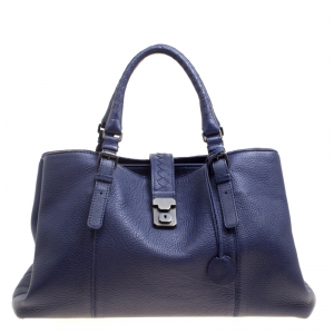 Pre Owned Bottega Veneta Purple Cervo Leather Roma Tote