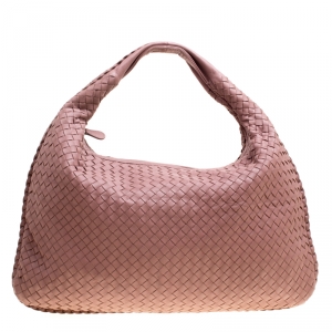 Pre Owned Bottega Veneta Dusty Rose Intrecciato Leather Veneta Hobo