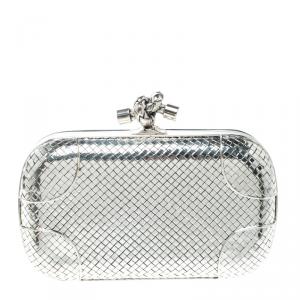 Pre Owned Bottega Veneta Sterling Silver Knot Clutch