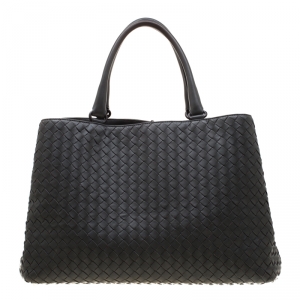 Pre Owned Bottega Veneta Grey Intrecciato Leather Tote