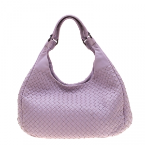 Pre Owned Bottega Veneta Purple Intrecciato Leather Campana Hobo