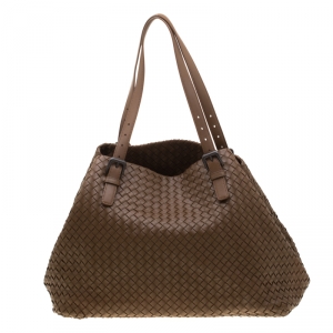 Pre Owned Bottega Veneta Brown Intrecciato Leather Large Cesta Tote