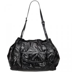 Pre Owned Bottega Veneta Black Patent Leather Shoulder Bag