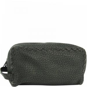 Pre Owned Bottega Veneta Green Leather Clutch Bag 