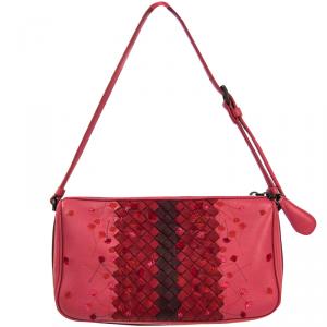 Pre Owned Bottega Veneta Tricolor Intrecciato Leather Shoulder Bag