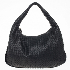 Pre Owned Bottega Veneta Black Intrecciato Hobo
