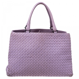 Pre Owned Bottega Veneta Lilac Intrecciato Leather Tote