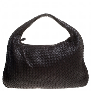 Pre Owned Bottega Veneta Brown Nappa Leather Intrecciato Veneta Hobo