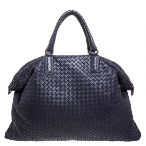 Pre Owned Bottega Veneta Purple Intreciato Nappa Leather Convertible Tote