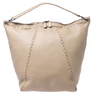 Pre Owned Bottega Veneta Beige Leather Loop Hobo