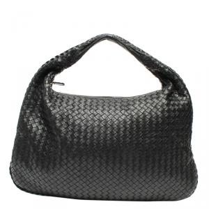 Pre Owned Bottega Veneta Black Intrecciato Leather Hobo Bag
