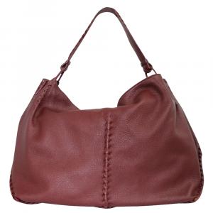Pre Owned Bottega Veneta Burgundy Leather Loop Hobo