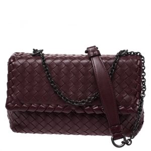 Pre Owned Bottega Veneta Burgundy Leather Baby Olimpia Shoulder Bag