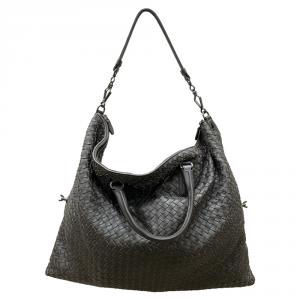 Pre Owned Bottega Veneta Dark Brown Intrecciato Leather Maxi Convertible Tote Bag