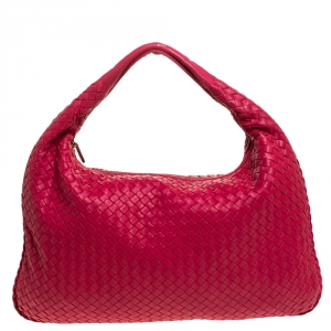 Pre Owned Bottega Veneta Red Intrecciato Nappa Leather Veneta Hobo