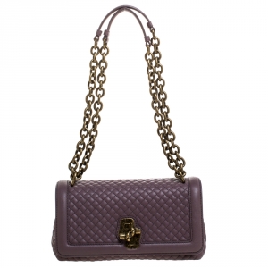 Pre Owned Bottega Veneta Lilac Quilted Leather Olimpia Knot Shoulder Bag