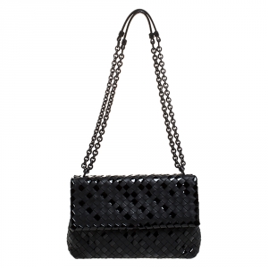 Pre Owned Bottega Veneta Black Leather Olimpia Shoulder Bag