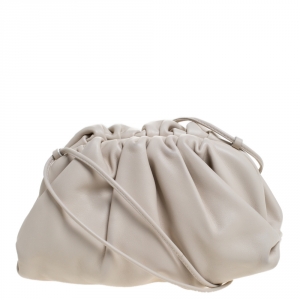 Pre Owned Bottega Veneta Ivory Leather Mini Pouch Bag