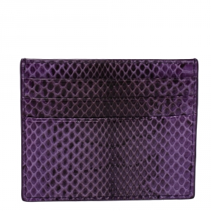 Pre Owned Bottega Veneta Lilac Snakeskin Card Holder